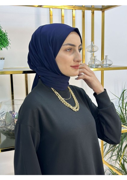 Ithal Kumaş Çıtçıtlı Hazır Şal Iki Sekılde Kullanılır Lacivert indirimleri