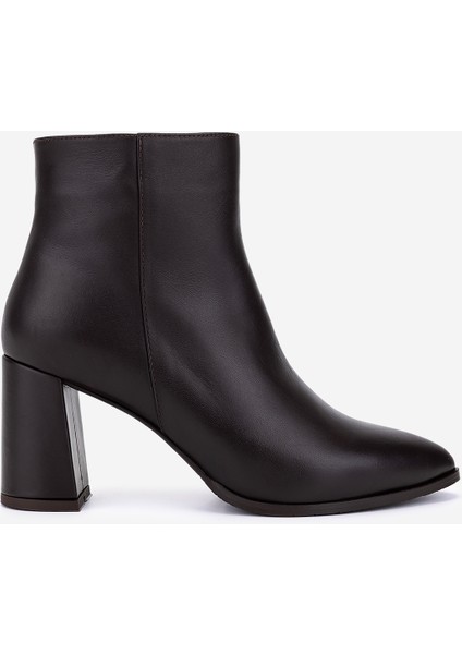 Kadın Hakiki Deri Kahverengi Topuklu Bot 1074 2260 Bn Bot SK25-26 Kahve Derı