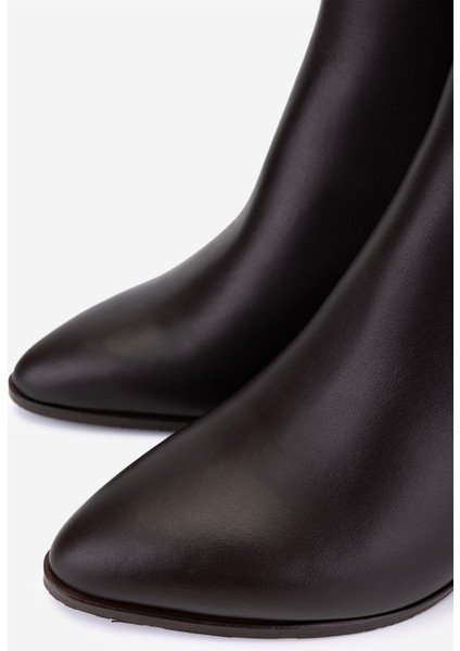 Kadın Hakiki Deri Kahverengi Topuklu Bot 1074 2260 Bn Bot SK25-26 Kahve Derı modelleri