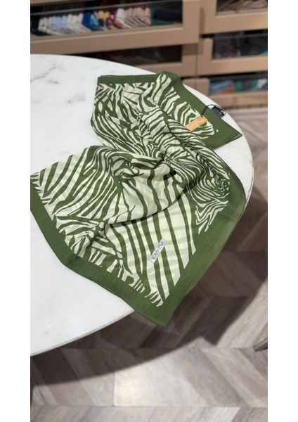 Ipekevi Desenli Tensoft Şal 2881 Haki Yeşili