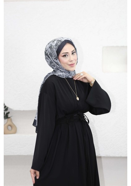 5003 Belden Pileli Bağıcıklı Elbise