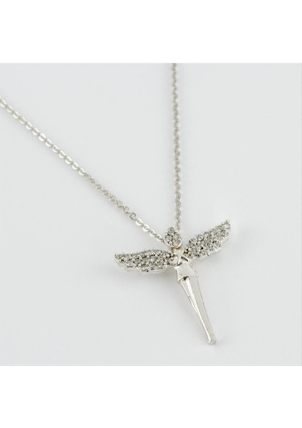 Kanat Figürlü Zirkon Taşlı Trend Kolye