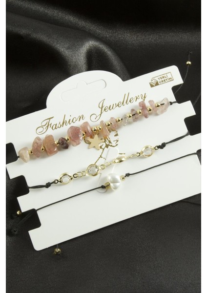 3 Adet Yıldız Kırık Doğaltaş Bileklik