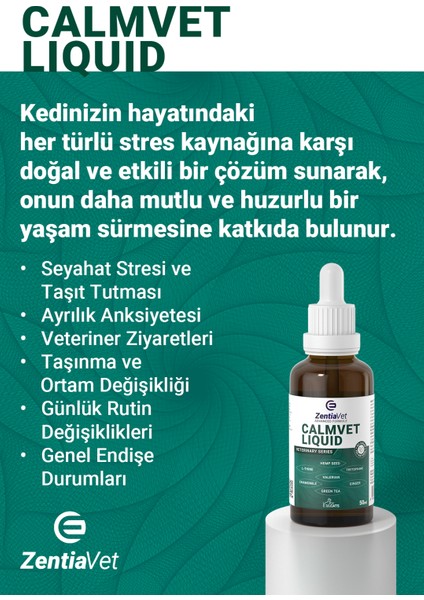 Calmvet Kedi 50 ml Vanilyalı Damla Calming, Rahatlatıcı, Stres, Anksiyete, Relax ve Sakinleştirici fiyatları