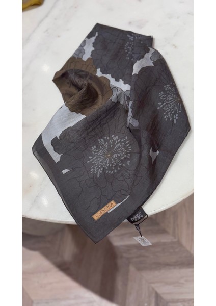 Ipekevi Desenli Tensel Eşarp Füme Gri