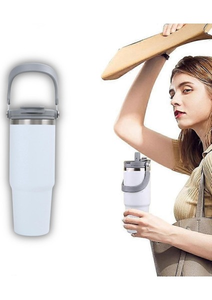 Pipetli Termos Bardak 900 ml Paslanmaz Çelik -Çift Kullanımlı Kapak