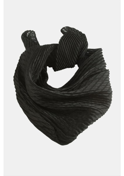 Zr Siyah Renkli Pliseli Fular 50 cm