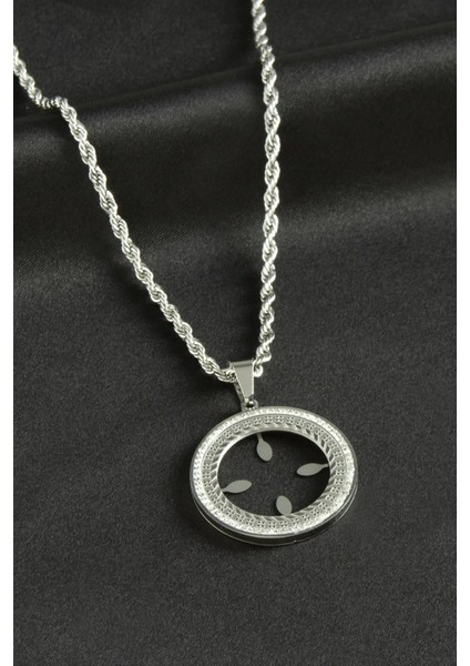 Çiçek Lüks Çelik Kolye