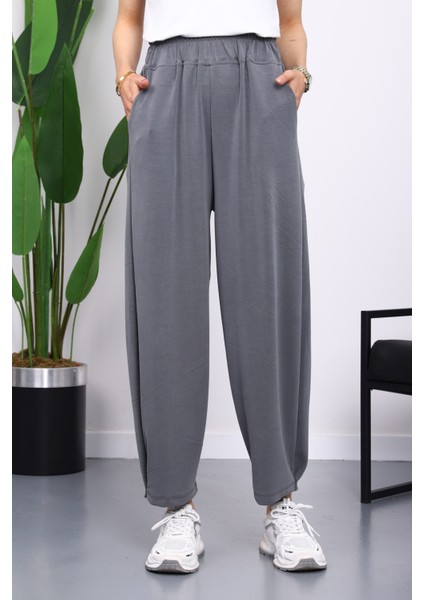 Füme Bel Lastikli Cepli Pantolon