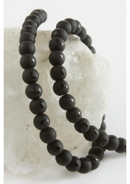 Ay Yıldız Desenli Onix Taşı 8 mm