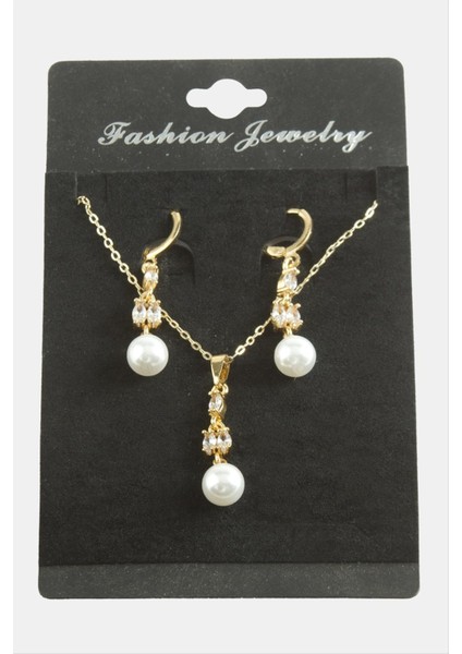 Çiçek Inci Zirkon Taşlı Set Kolye