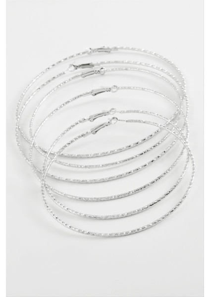 Çizgili Metal Halka Küpe 6 Adet