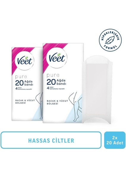 Veet Tüy Dökücü Sir Ağda Bandı Süper Fırsat 20'li 2 Adet