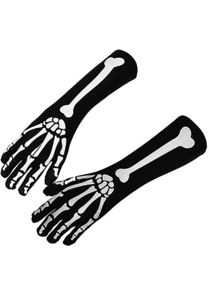 Halloween Cadılar Bayramı İskelet Dekorlu Eldiven Pari Korku Kostümü fiyatları