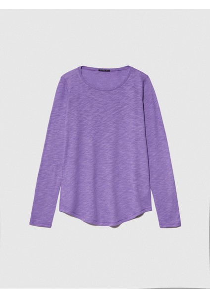 Pamuk Modal Karışımlı Bisiklet Yaka Uzun Kollu T-Shirt Kadın 3m1 T-Shirt - 324P3TNHL119S modelleri
