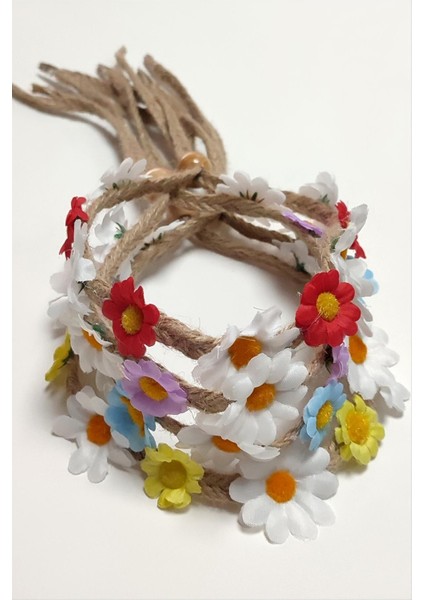 Papatya Çiçekli Hasır Taç