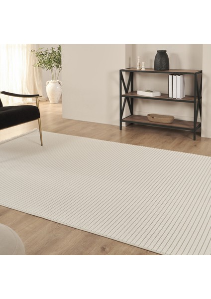 Iskandinav Nora Cream Salon Mutfak Halısı Yolluk