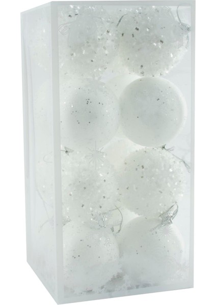 16 Adet Lüks Beyaz Renkli Cici Top Yılbaşı Ağaç Süsü