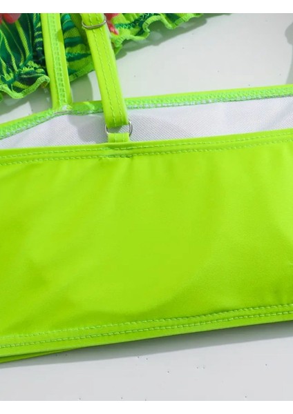 Yeşil Çiçekli Bikini Mayo Büstiyer Bluz Takımı modelleri