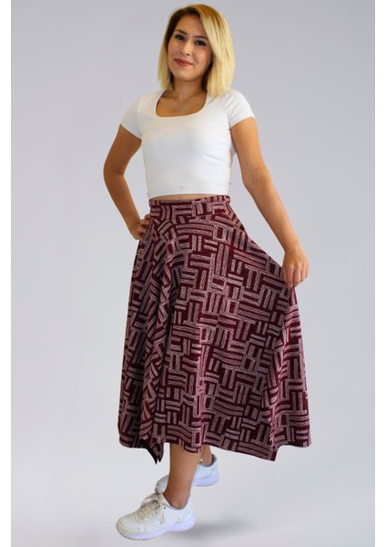 Mevsimlik Bohem Etek- Mevsimlik Ecrin Kumaş Asimetrik Yıldız Model Kadın Etek