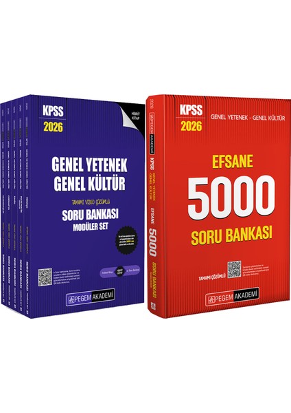 2026 Kpss Efsane 5000 Tamamı Çözümlü Soru Bankası - 2026 Kpss Lisans Soru Bankası Seti - (5 Kitap)