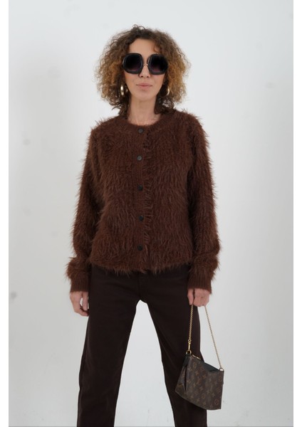 Kahve Sakallı Düğmeli Hırka