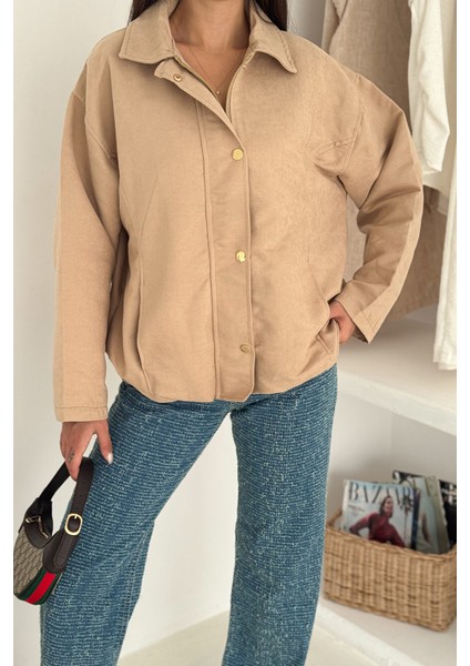 Kadın Fermuarlı Altın Düğmeli Mont– Structured Style fiyatları