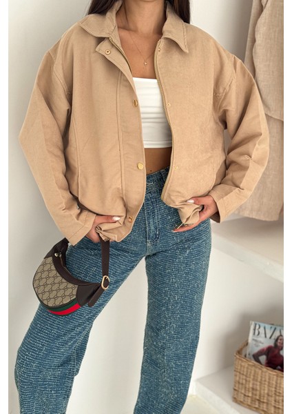 Kadın Fermuarlı Altın Düğmeli Mont– Structured Style modelleri