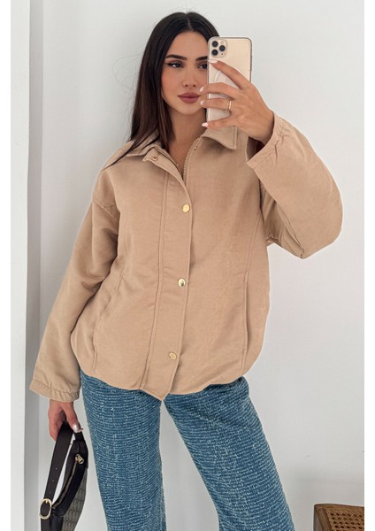 Kadın Fermuarlı Altın Düğmeli Mont– Structured Style fırsatları