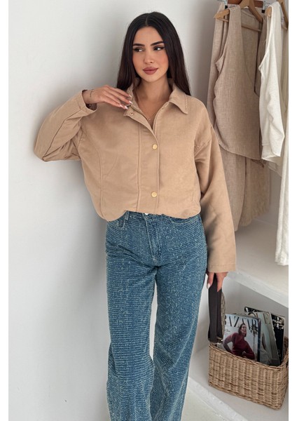 Kadın Fermuarlı Altın Düğmeli Mont– Structured Style indirimleri