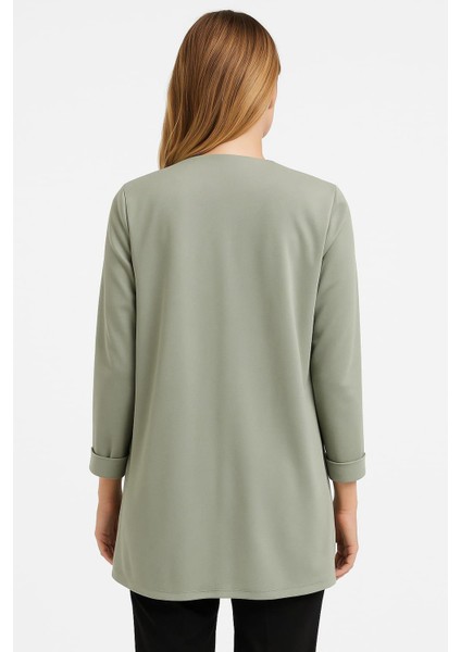 Kadın Büyük Beden Yeşil, Fermuar Süs Cep, Blazer Ceket 65N39051 modelleri