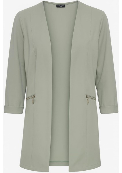 Kadın Büyük Beden Yeşil, Fermuar Süs Cep, Blazer Ceket 65N39051 indirimleri