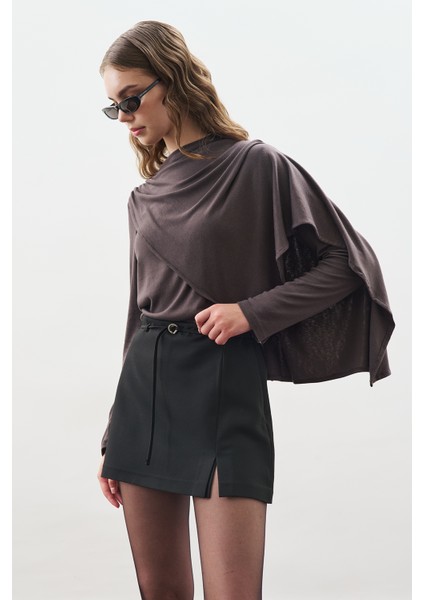 Şal Detaylı Dökümlü Bluz Antrasit fiyatları