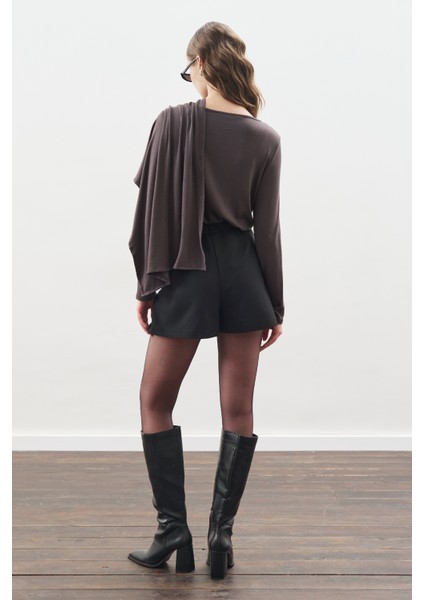 Şal Detaylı Dökümlü Bluz Antrasit indirimleri