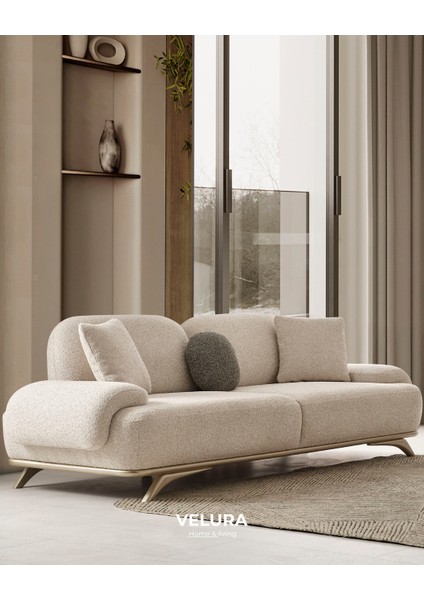Nesta Sırt Mekanizmalı Üçlü Kanepe & 3'lü Koltuk - Krem fiyatları