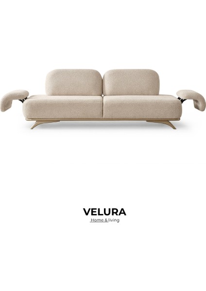 Nesta Sırt Mekanizmalı Üçlü Kanepe & 3'lü Koltuk - Krem fırsatları
