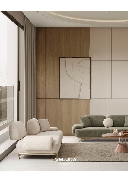 Nesta Sırt Mekanizmalı Üçlü Kanepe & 3'lü Koltuk - Krem