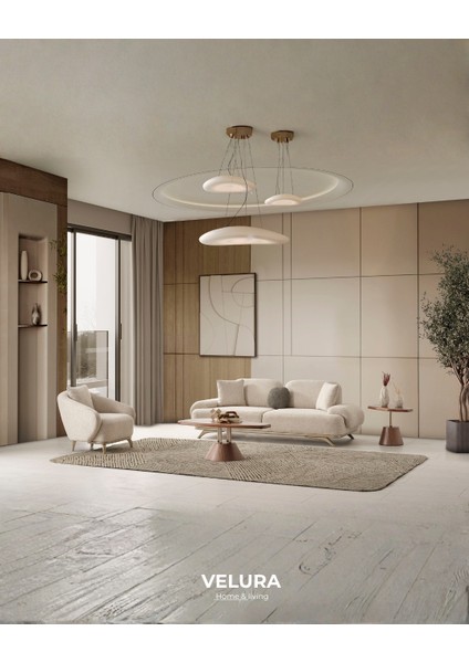 Nesta Sırt Mekanizmalı Üçlü Kanepe & 3'lü Koltuk - Krem