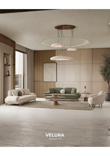 Nesta Sırt Mekanizmalı Üçlü Kanepe & 3'lü Koltuk - Krem