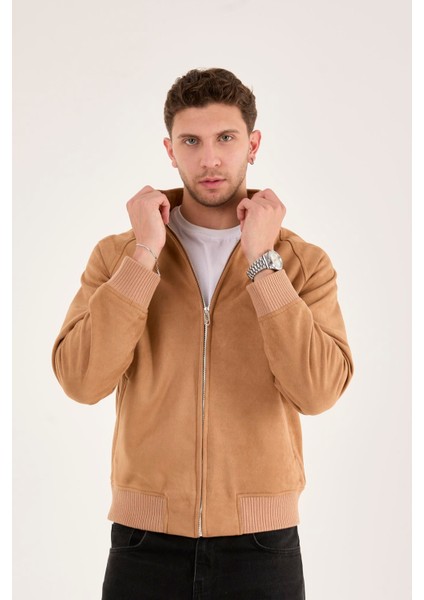 X-2022 Etek Kol Ribanalı Fermuarlı Süet Mont