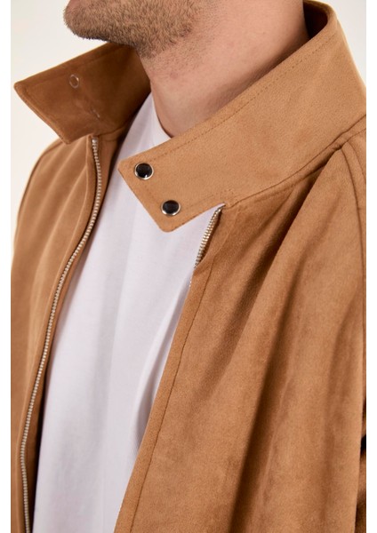 X-2022 Etek Kol Ribanalı Fermuarlı Süet Mont