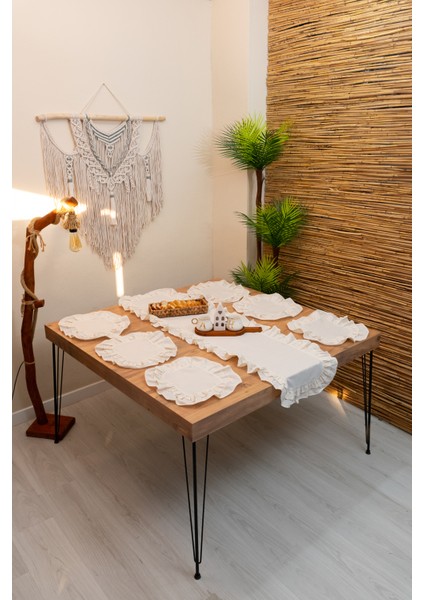 Lira | Rufle 7 Parça Sofra Sunum Seti Çift Fırfır 40 x 150