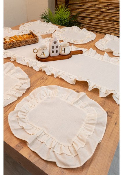 Lira | Rufle 7 Parça Sofra Sunum Seti Çift Fırfır 40 x 150 fiyatları