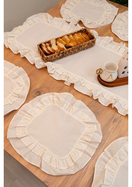 Lira | Rufle 7 Parça Sofra Sunum Seti Çift Fırfır 40 x 150 modelleri