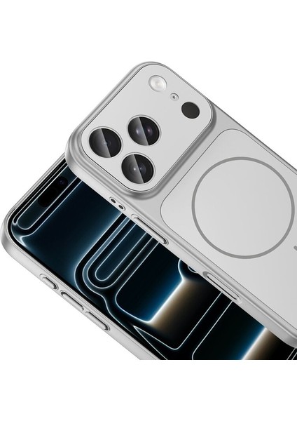 Apple iPhone 17 Pro Max Uyumlu Kılıf Zebana Titanmag Colorshield Kılıf (Kablosuz Şarj) Gümüş modelleri