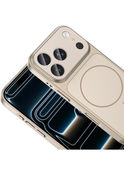 Apple iPhone 17 Pro Uyumlu Kılıf Zebana Titanmag Colorshield Kılıf (Kablosuz Şarj) Desert Titanyum modelleri