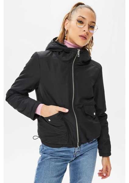 Kadın Onldahlıa Çift Taraflı Kapüşonlu Kürk Mont 15208777 Black modelleri