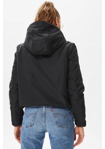 Kadın Onldahlıa Çift Taraflı Kapüşonlu Kürk Mont 15208777 Black fırsatları