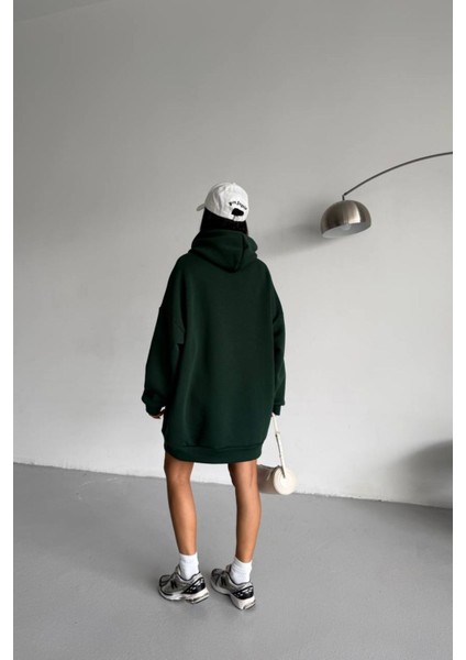 Kadın Kapüşonlu Taş Detaylı Sweatshirt Elbise fırsatları