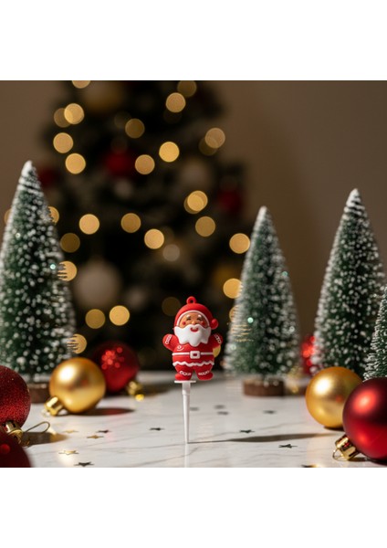 5 Adet Noel Baba Pasta Süsü Seti - Yılbaşı Cupcake Topper ve Kek Dekorasyon Figürleri modelleri